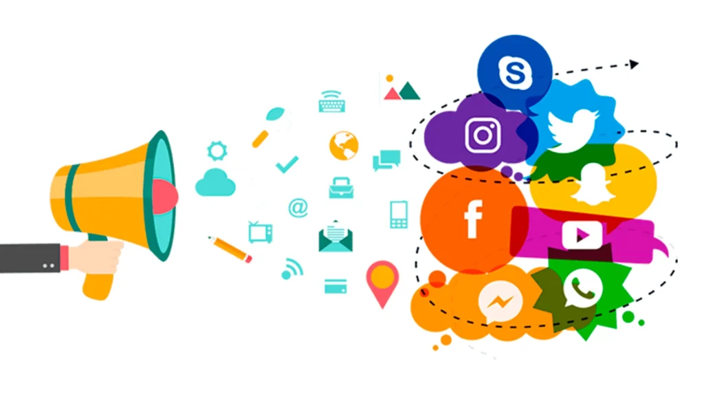 Social Media Marketing – vibrant, modern design representing online engagement and digital promotion.